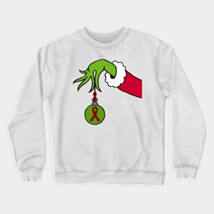 The Mean Green One holding awareness ribbon Christmas ball (Red) Crewneck Sweatshirt